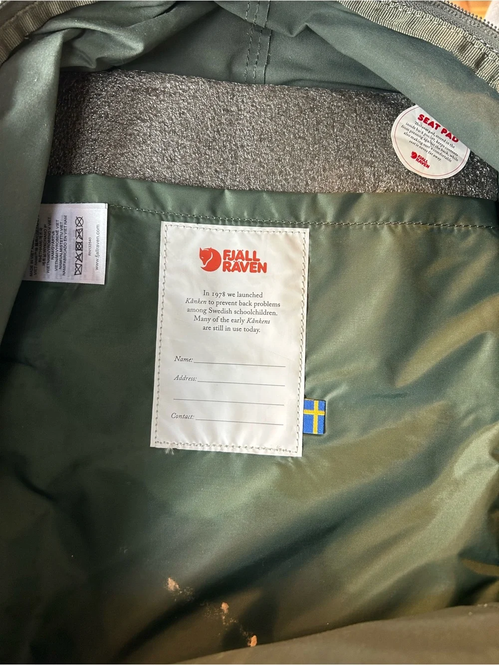 Fjallraven Kanken Classic Backpack in Olive with Red Logo